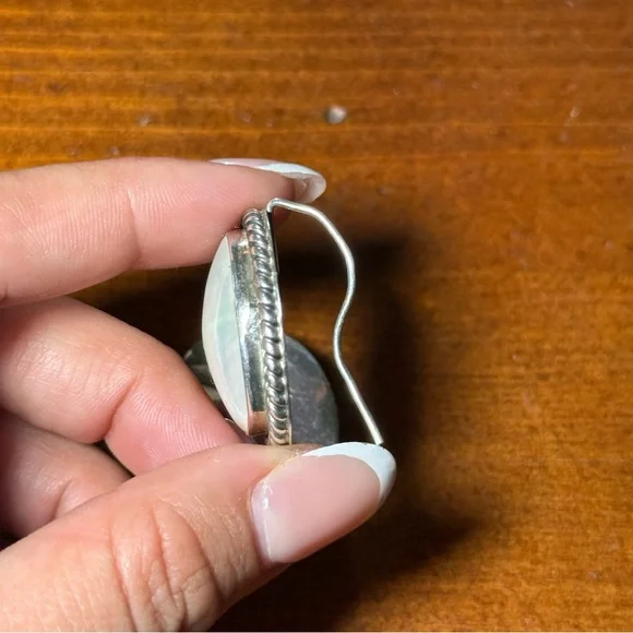 Vintage Navajo NakaiSterling Earrings white Mother Of Pearl